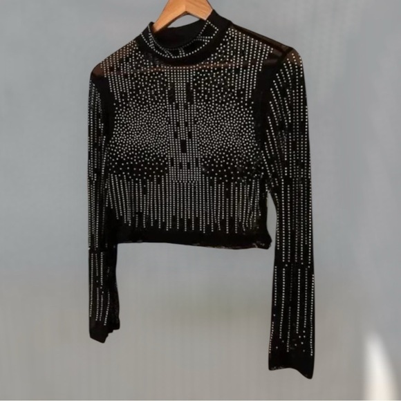 unbranded Tops - Black Rhinestone Shirt Large
